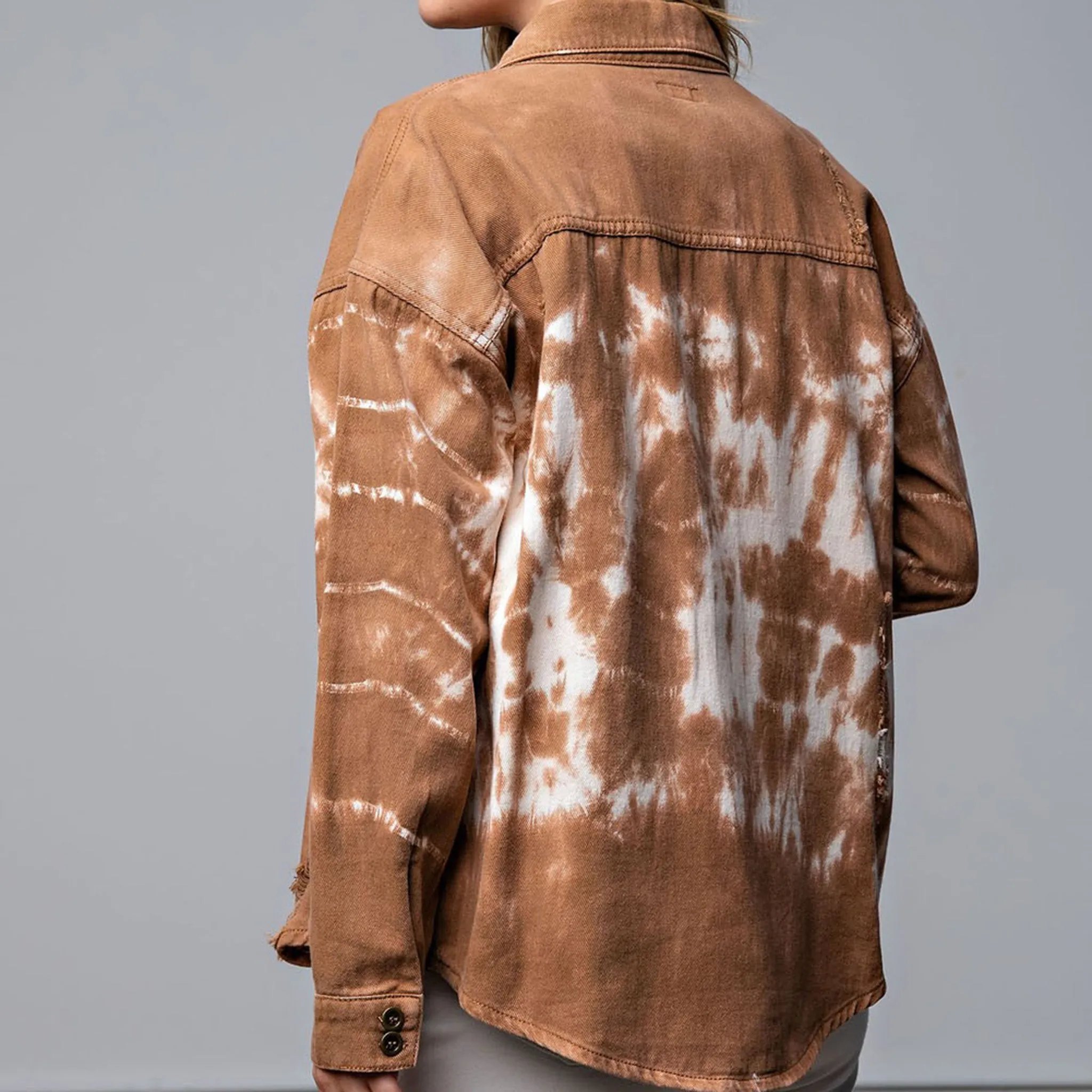 Rust Tie Dyed Wash Twill Shacket