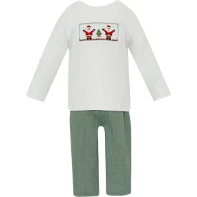 Santa Claus Pants Set- Green & Red Plaid