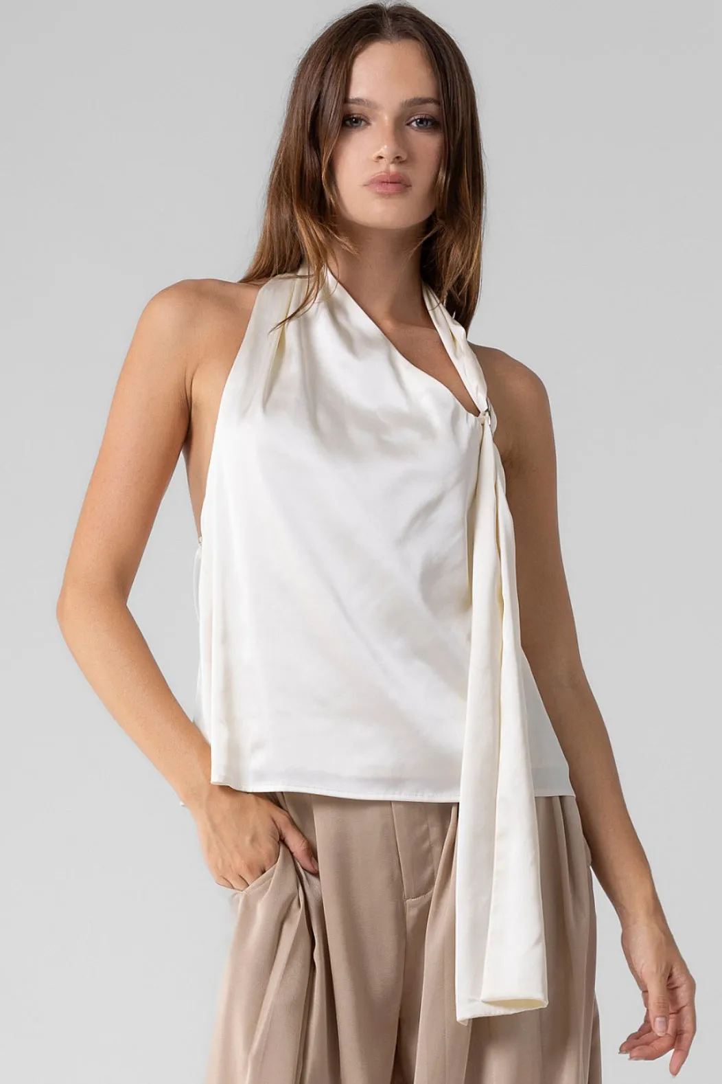 Satin Scarf Halter Top