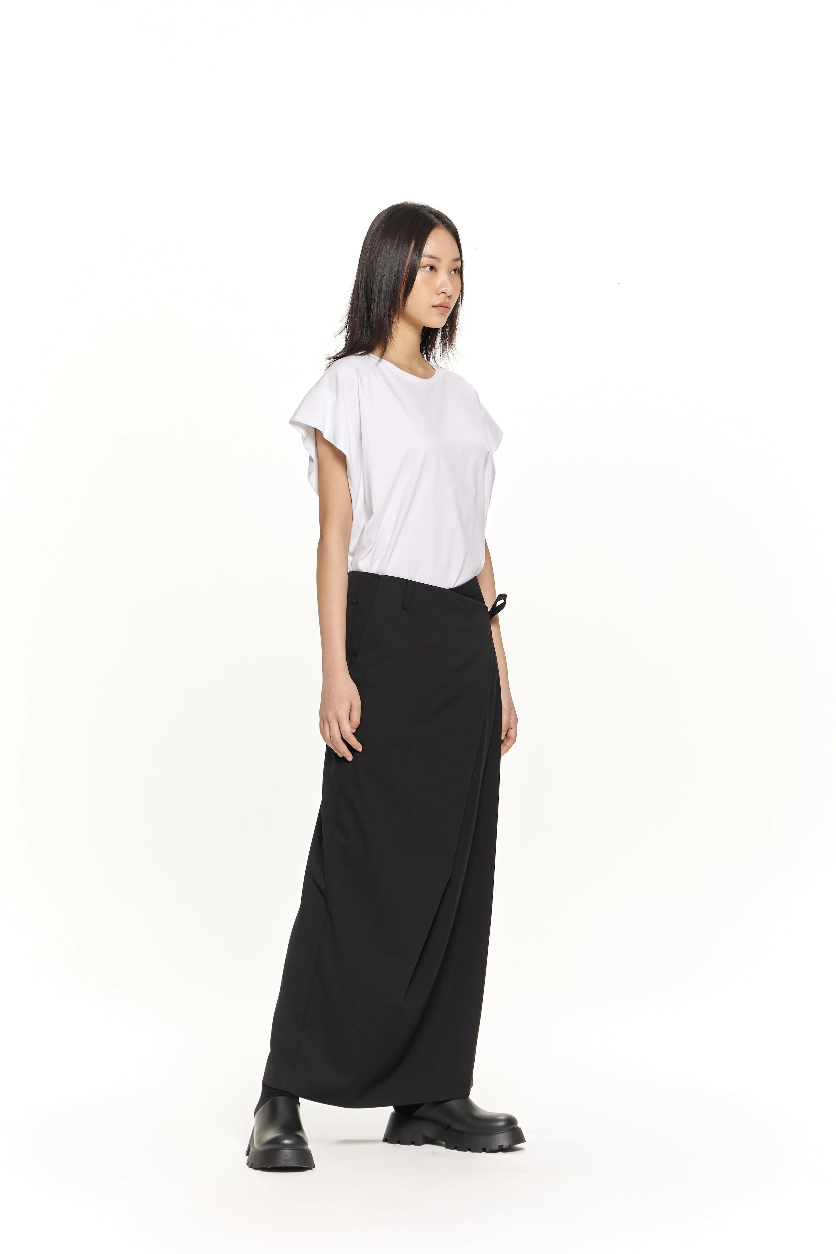 Side strap maxi skirt black