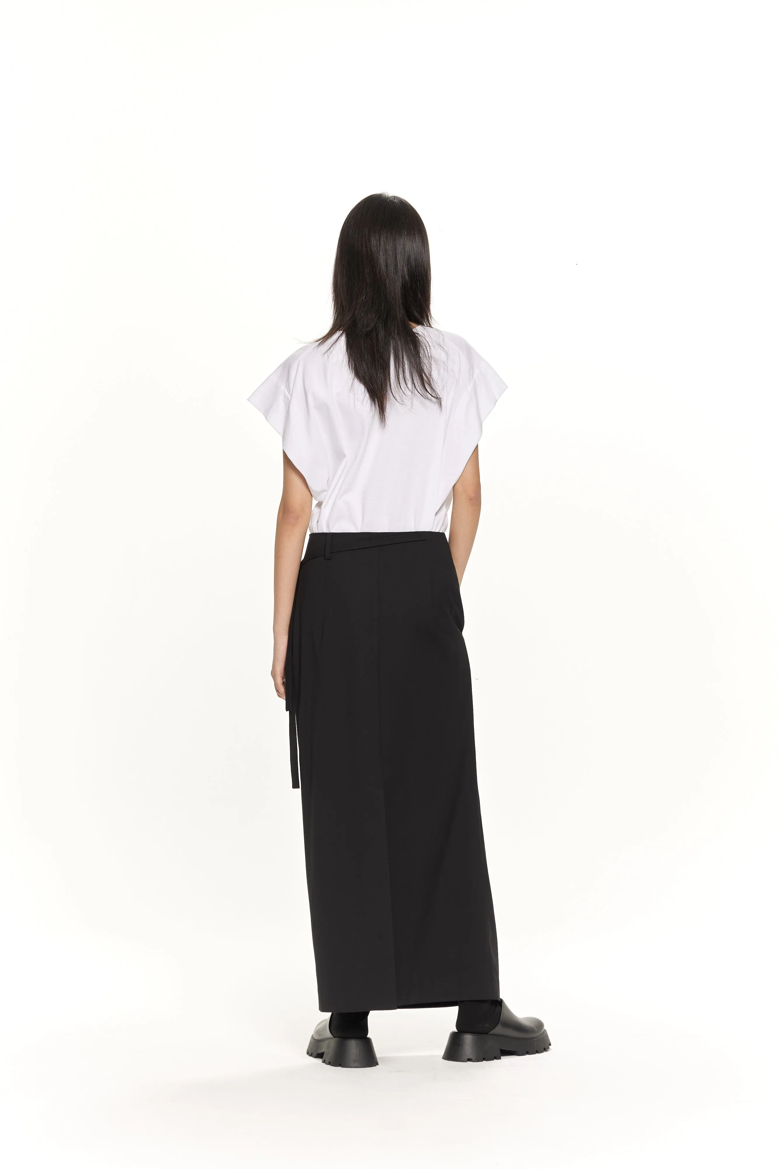 Side strap maxi skirt black