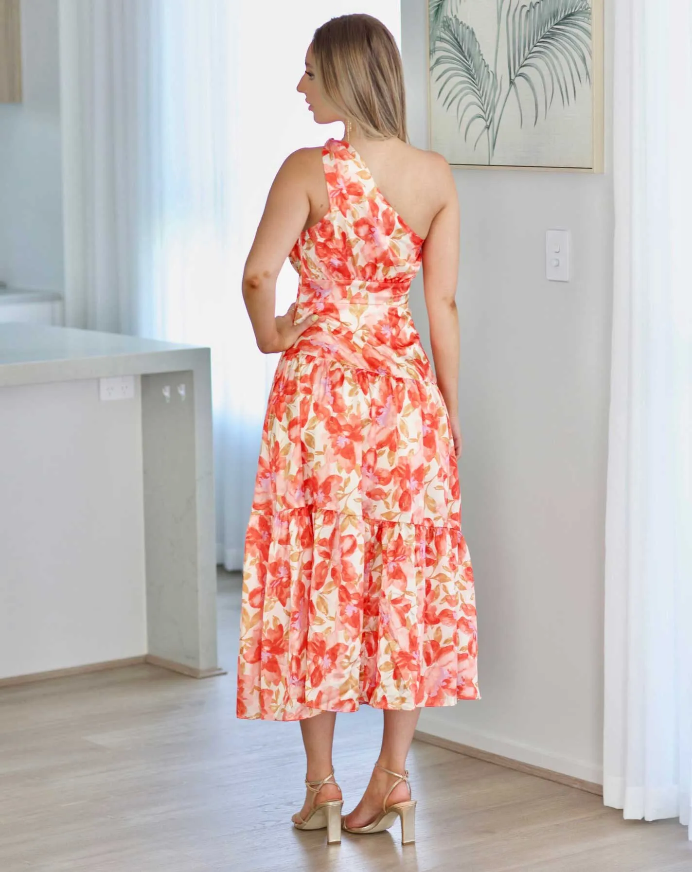 Siena Floral Satin Maxi Dress - Orange