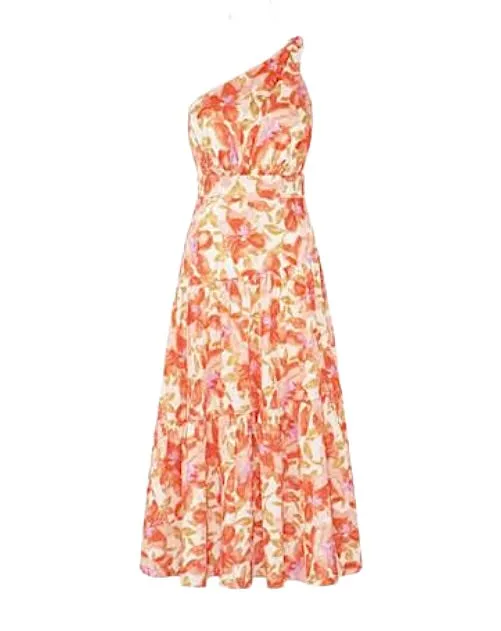 Siena Floral Satin Maxi Dress - Orange