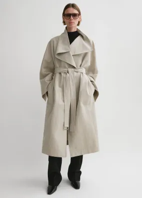 Signature linen-blend coat sand