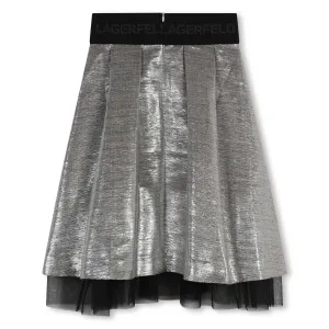 Silver Mid Length Metallic Mesh Skirt