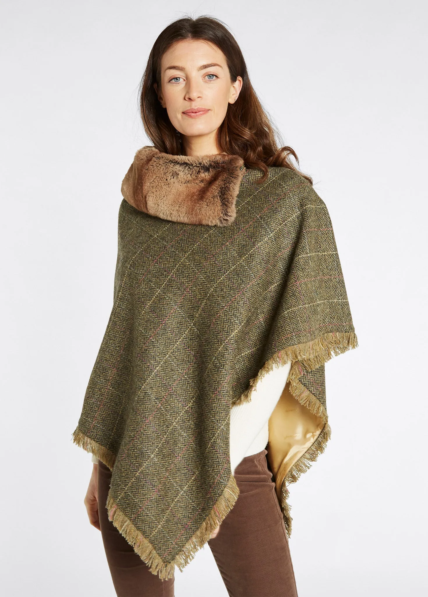 Silverfir Women's Tweed Poncho - Thistle