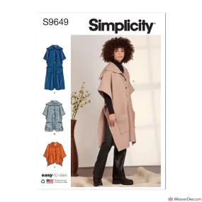 Simplicity Pattern S9649 Misses' Ponchos