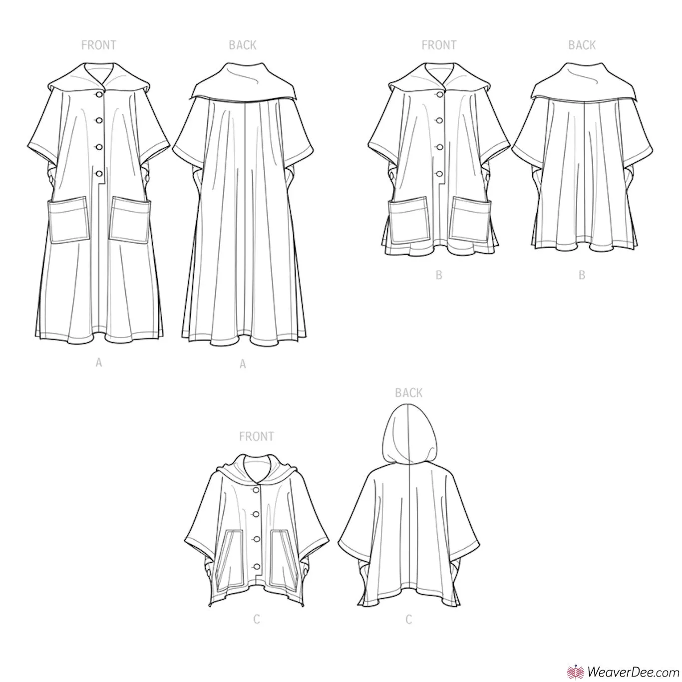 Simplicity Pattern S9649 Misses' Ponchos