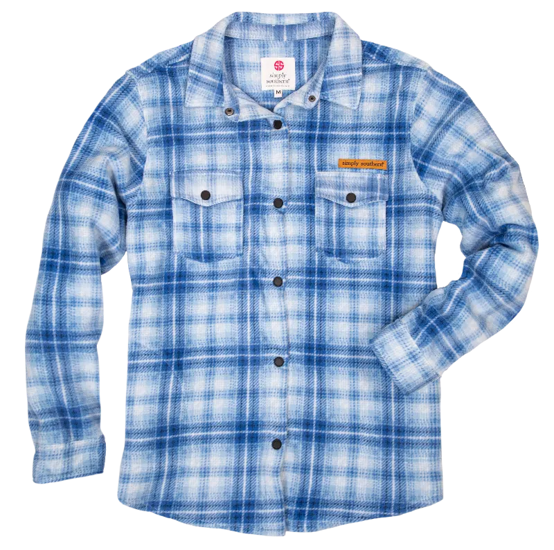 Simply Southern Flannel Shacket Shirt Blue