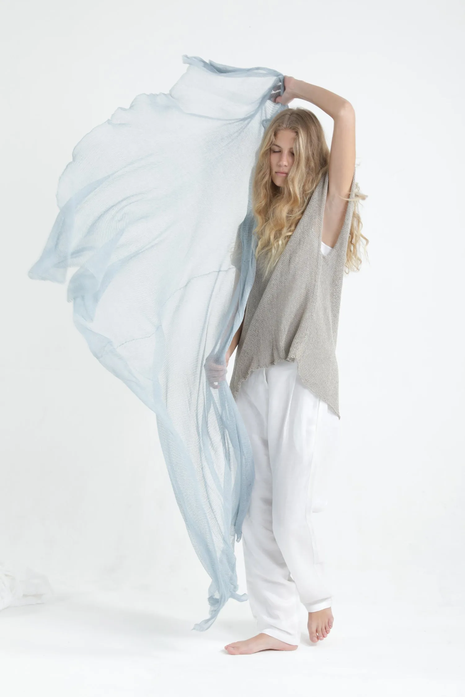 Sky blue silver Big Air Bamboo Light Scarf