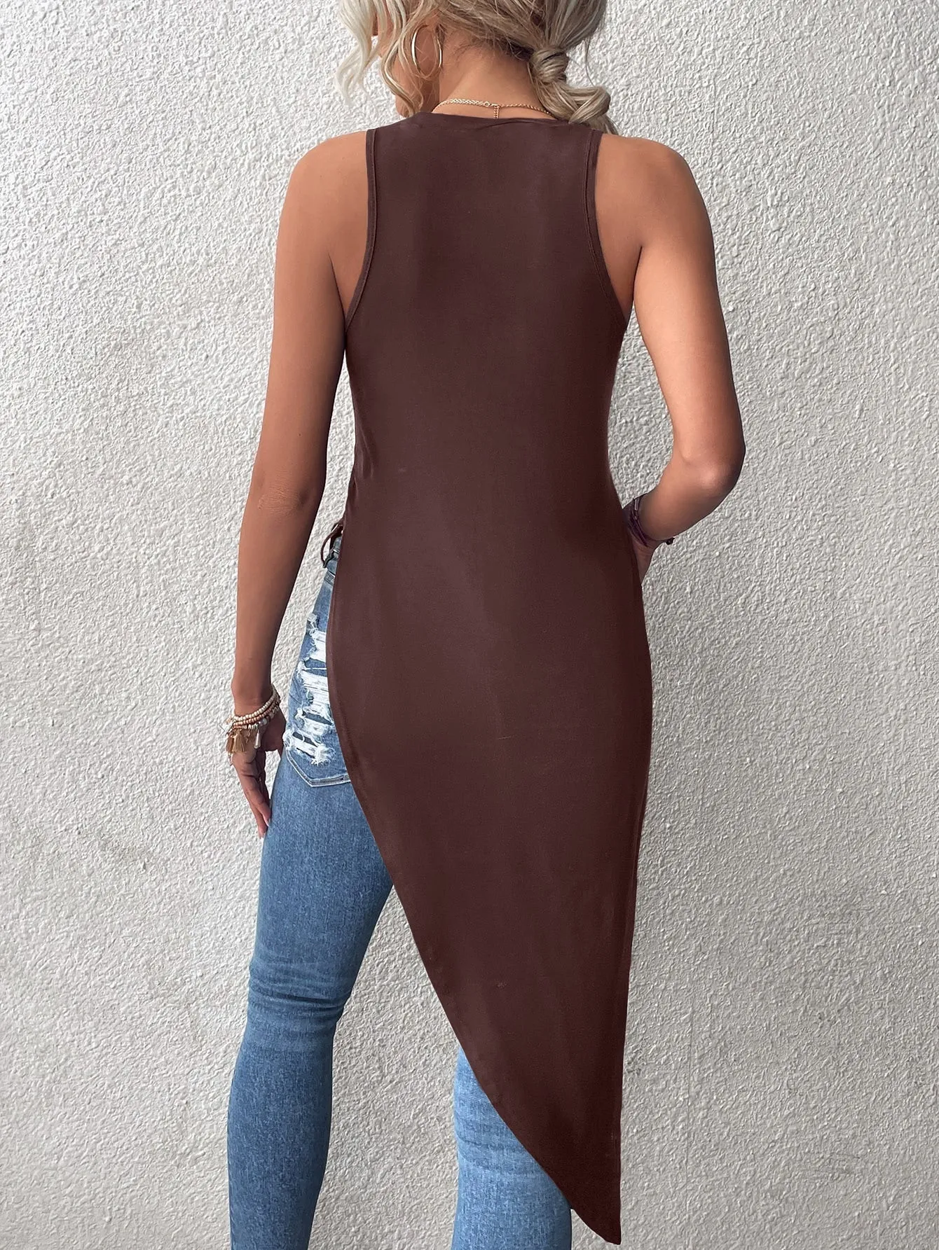 Solid Asymmetrical Hem Tank Top