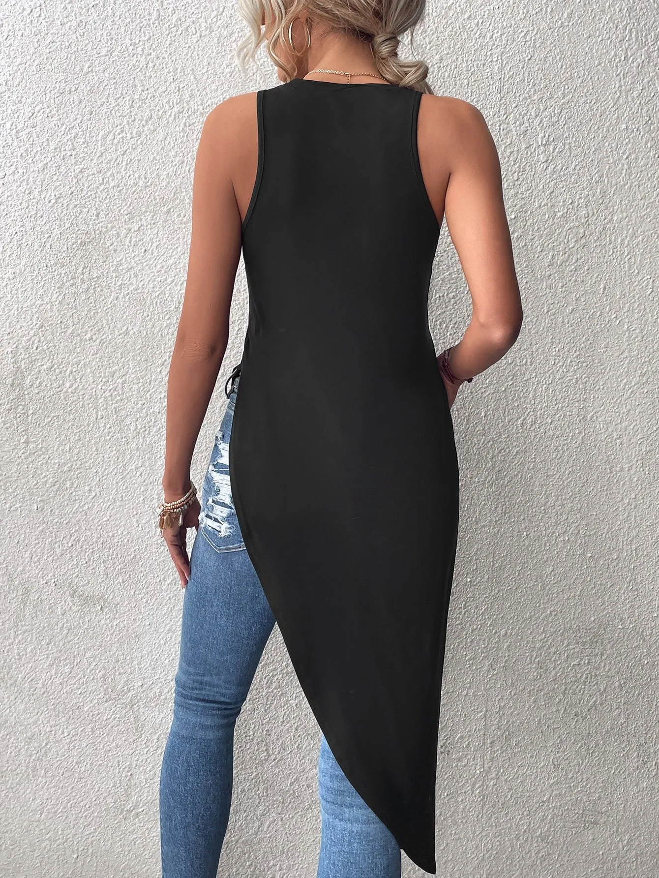 Solid Asymmetrical Hem Tank Top