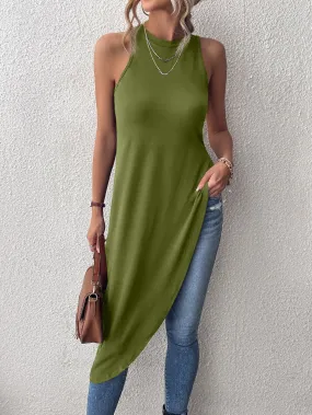 Solid Asymmetrical Hem Tank Top