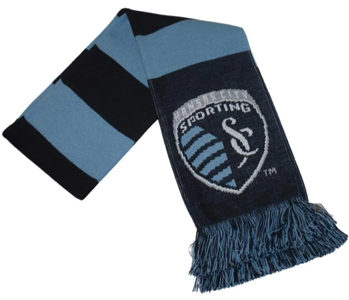 Sporting KC Kansas City Ruffneck Blue Stripes Knit Acrylic Scarf 7" x 60"