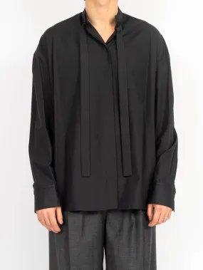 SS18 Oversized Cotton Shirt Scarf Collar Black