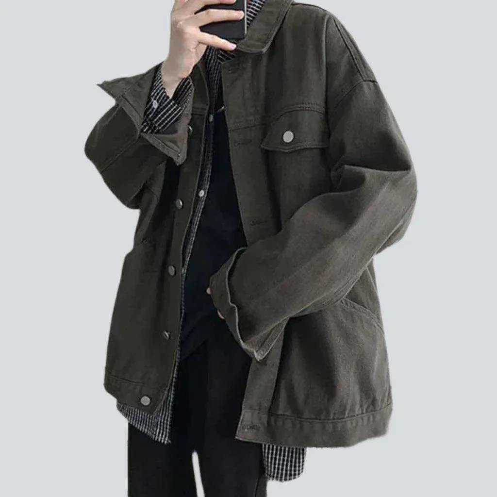 Streetwear oversized men's denim jacket