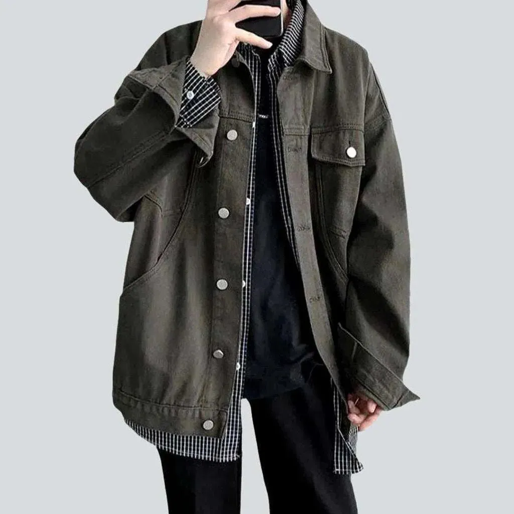 Streetwear oversized men's denim jacket