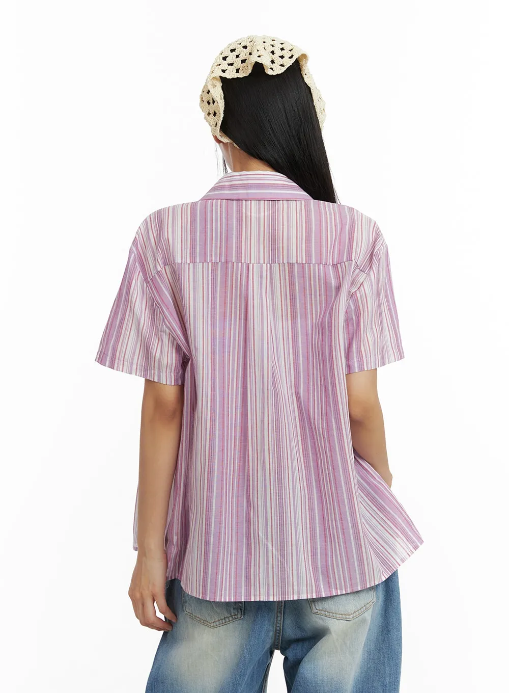 Stripe Buttoned Oversized Shirt CA423