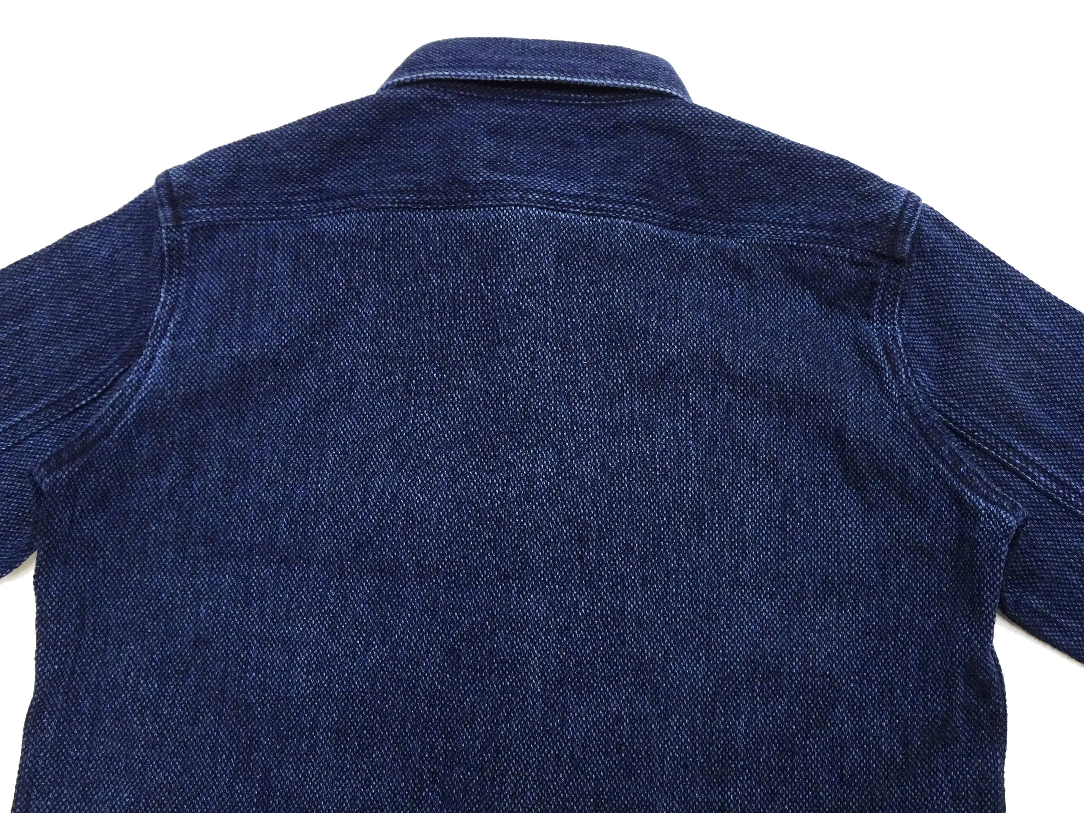 Studio D'artisan Indigo Sashiko Shirt SDA Men's Casual Long Sleeve Sashiko Dobby Button Up Work Shirt 5713U Pre-faded Indigo