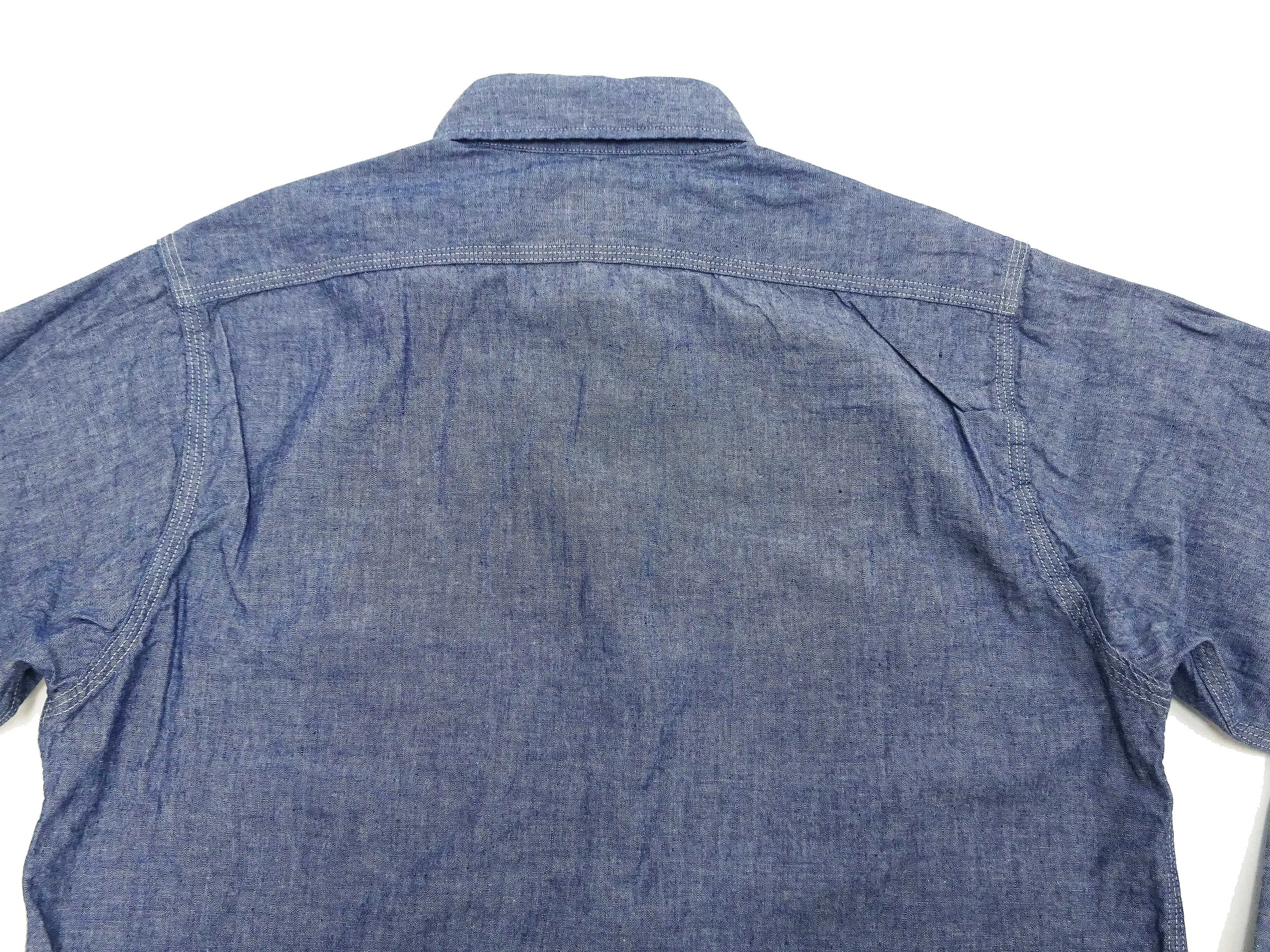 Sugar Cane Chambray Shirt Men's Lightweight Long Sleeve Button Up Plain Work Shirt SC27850 421 Blue