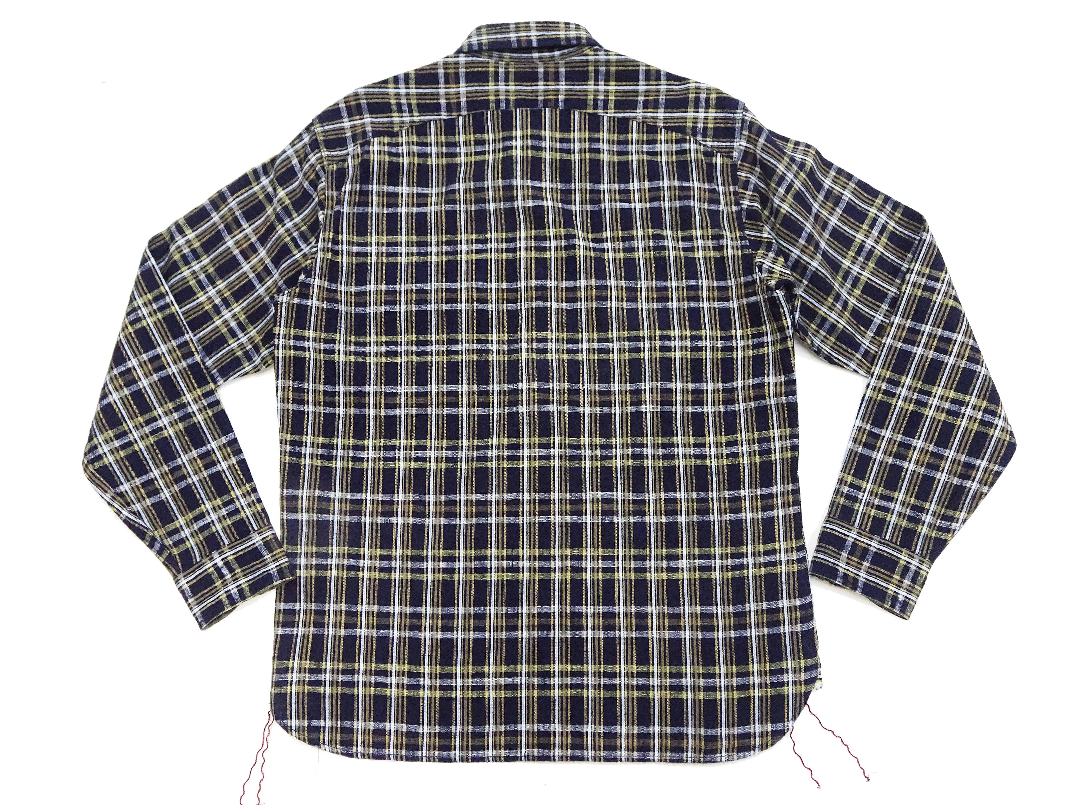 Sugar Cane Indigo Plaid Shirt Men's Medium-Weight Long Sleeve Button Up Work Shirt SC29183 421 One-Wash