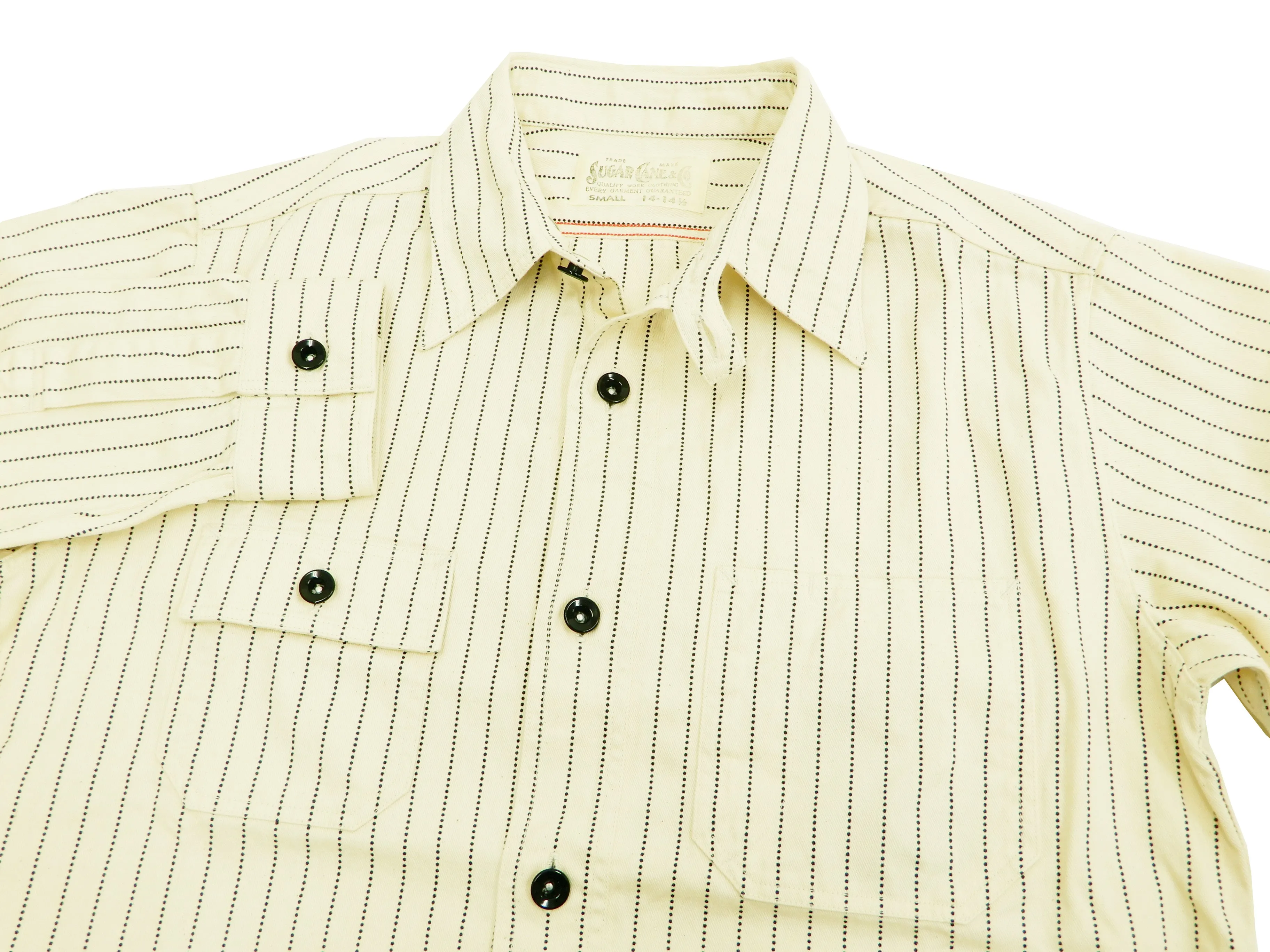 Sugar Cane Men's Ecru Colour Wabash Stripe Work Shirt Long Sleeve Shirt SC27076