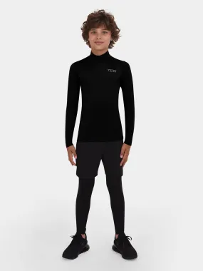 SuperThermal Compression Base Layer Long Sleeve Mock Neck For Boys With Brushed Inner Fabric