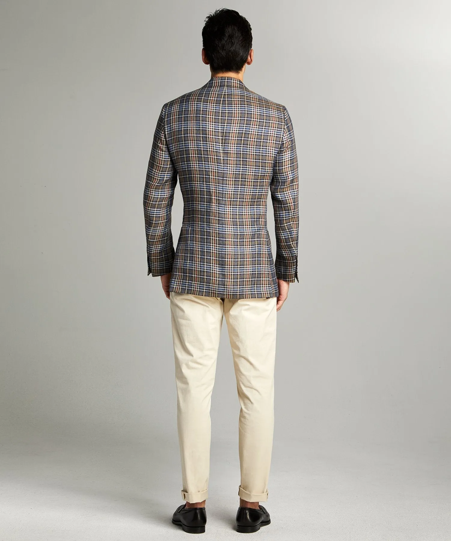 Sutton Hopsack Linen Sport Coat in Red Check