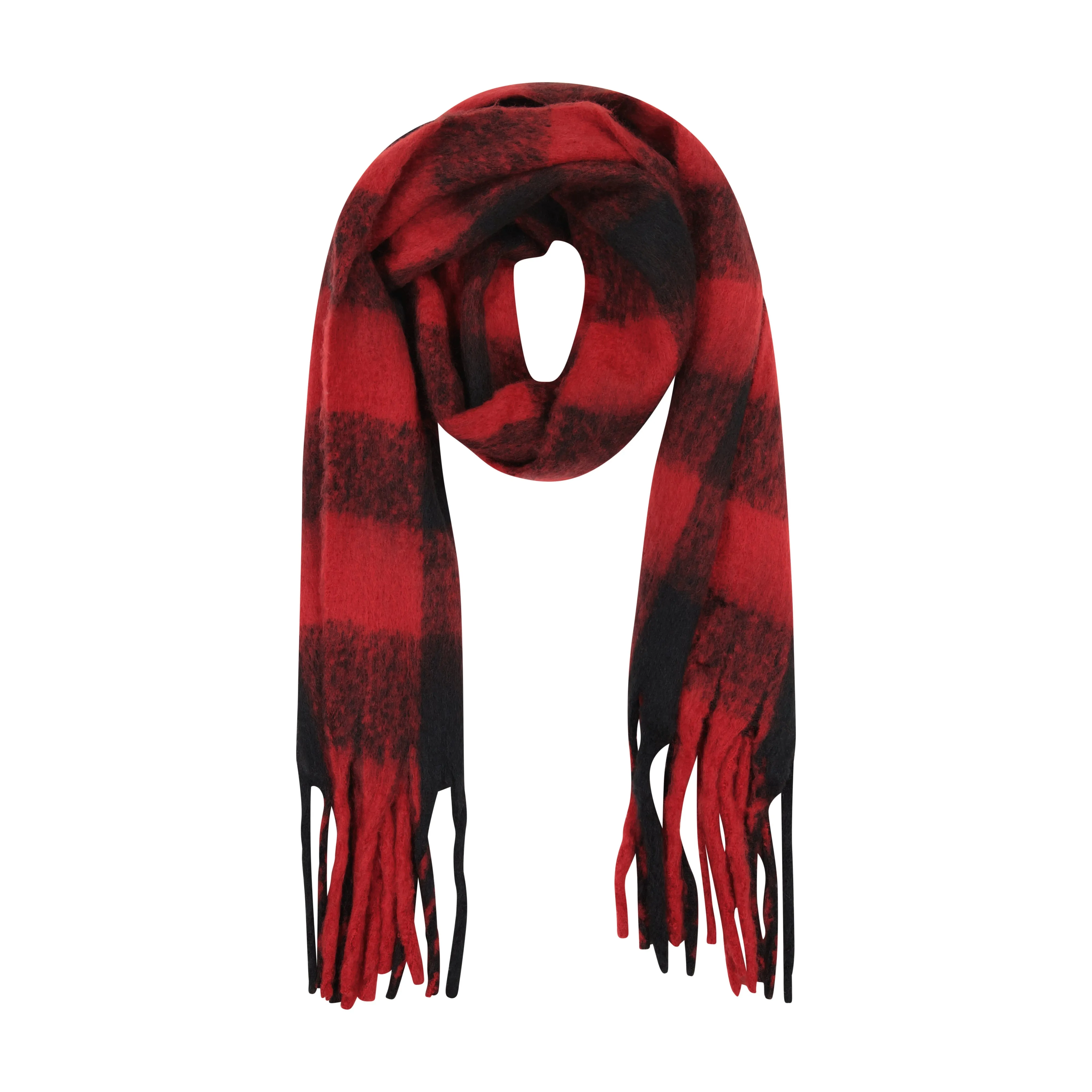 Tahari Women's Classic Buffalo Plaid Cozy Scarf and Knit Beanie Set