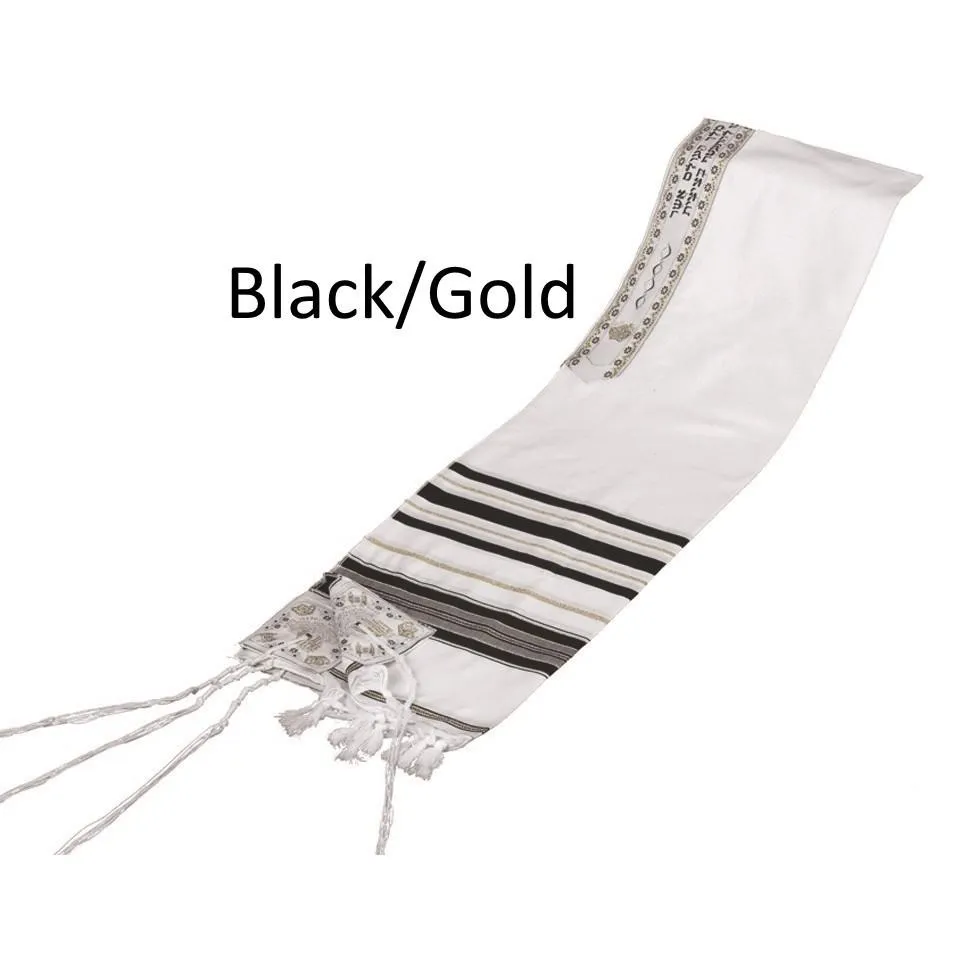 Tallit Prayer Shawl Acrylic Blend Black/Gold