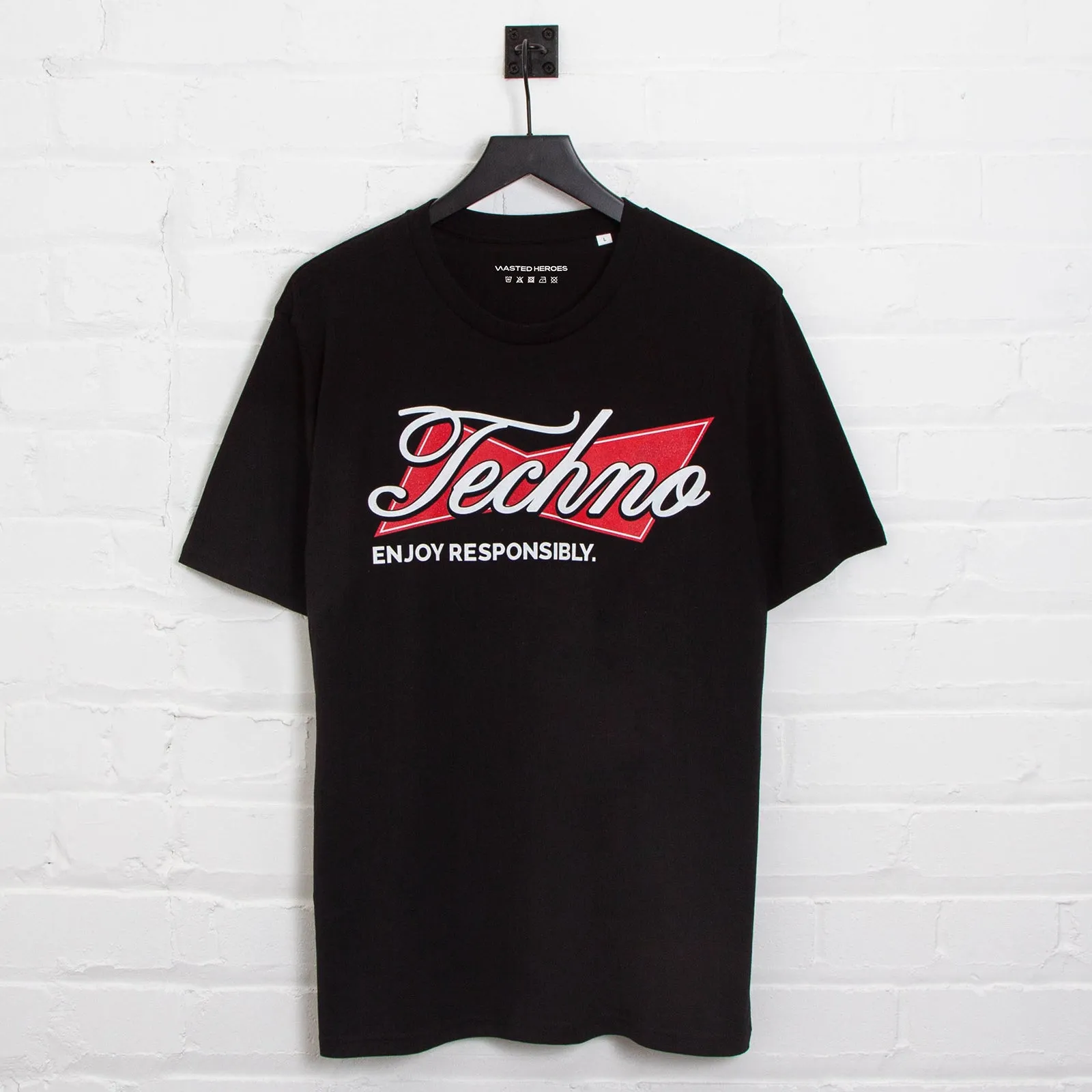 Techno Responsibly Front Print - Tshirt - Black