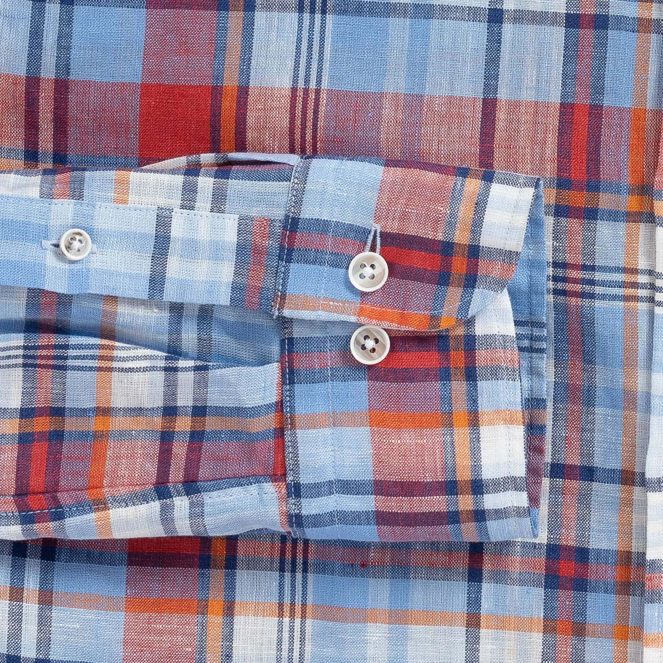 The Blue Petersham Plaid Linen Custom Shirt