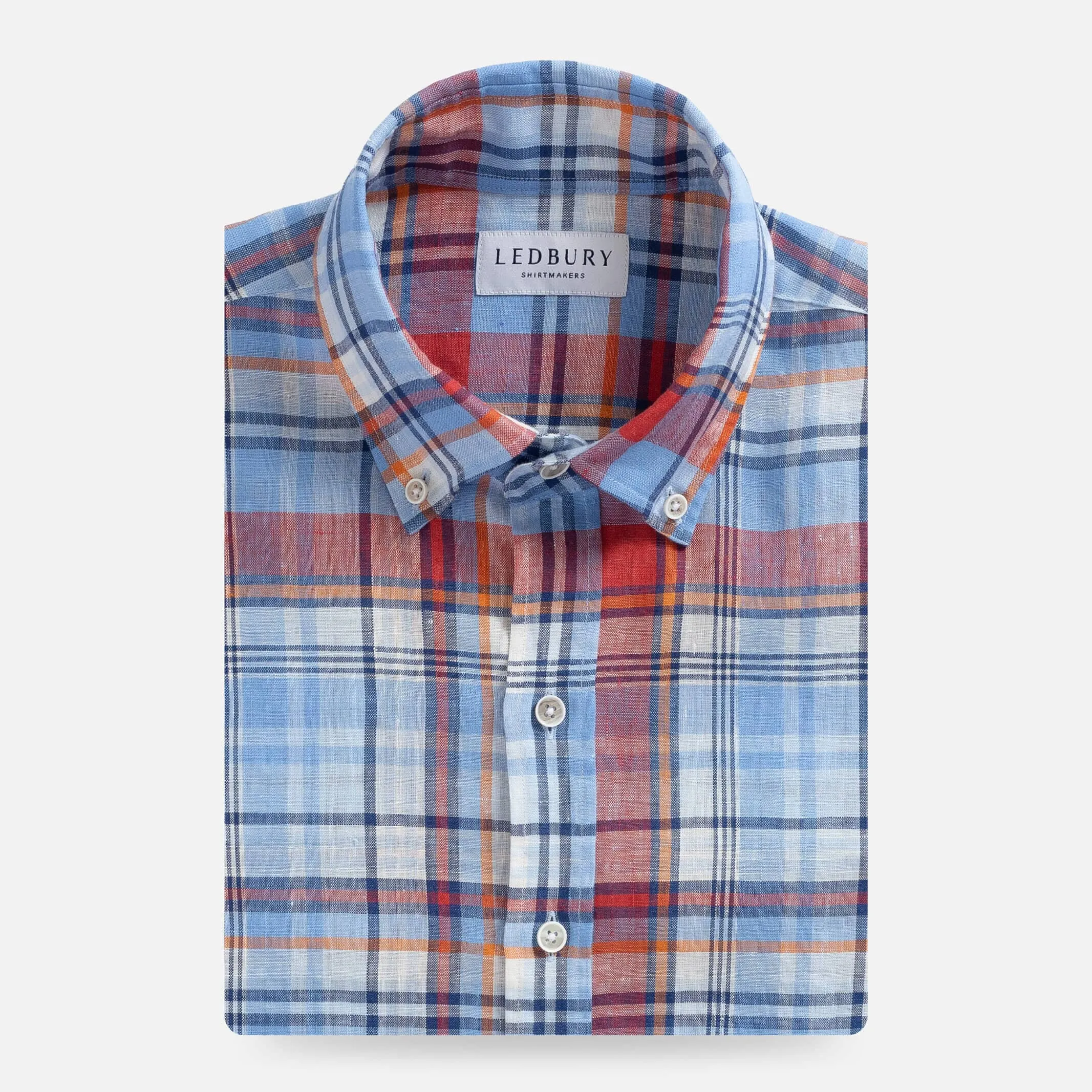 The Blue Petersham Plaid Linen Custom Shirt