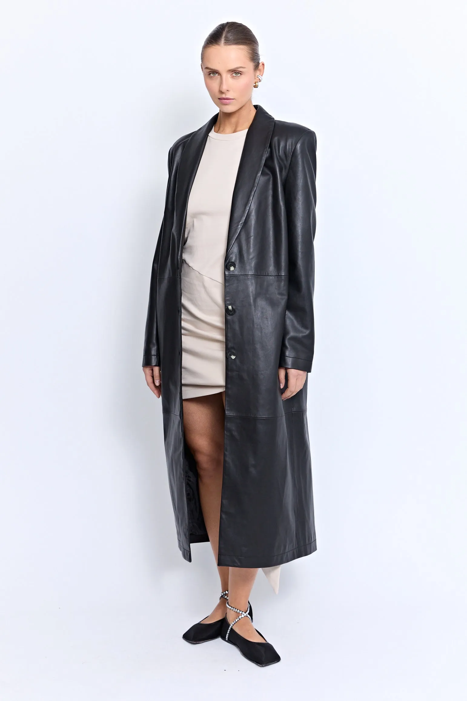 THE MARCELLE LEATHER COAT | BLACK