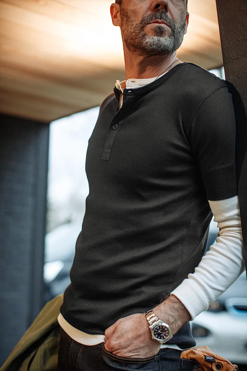 The New Elder Henley Short Sleeve Shirt Black