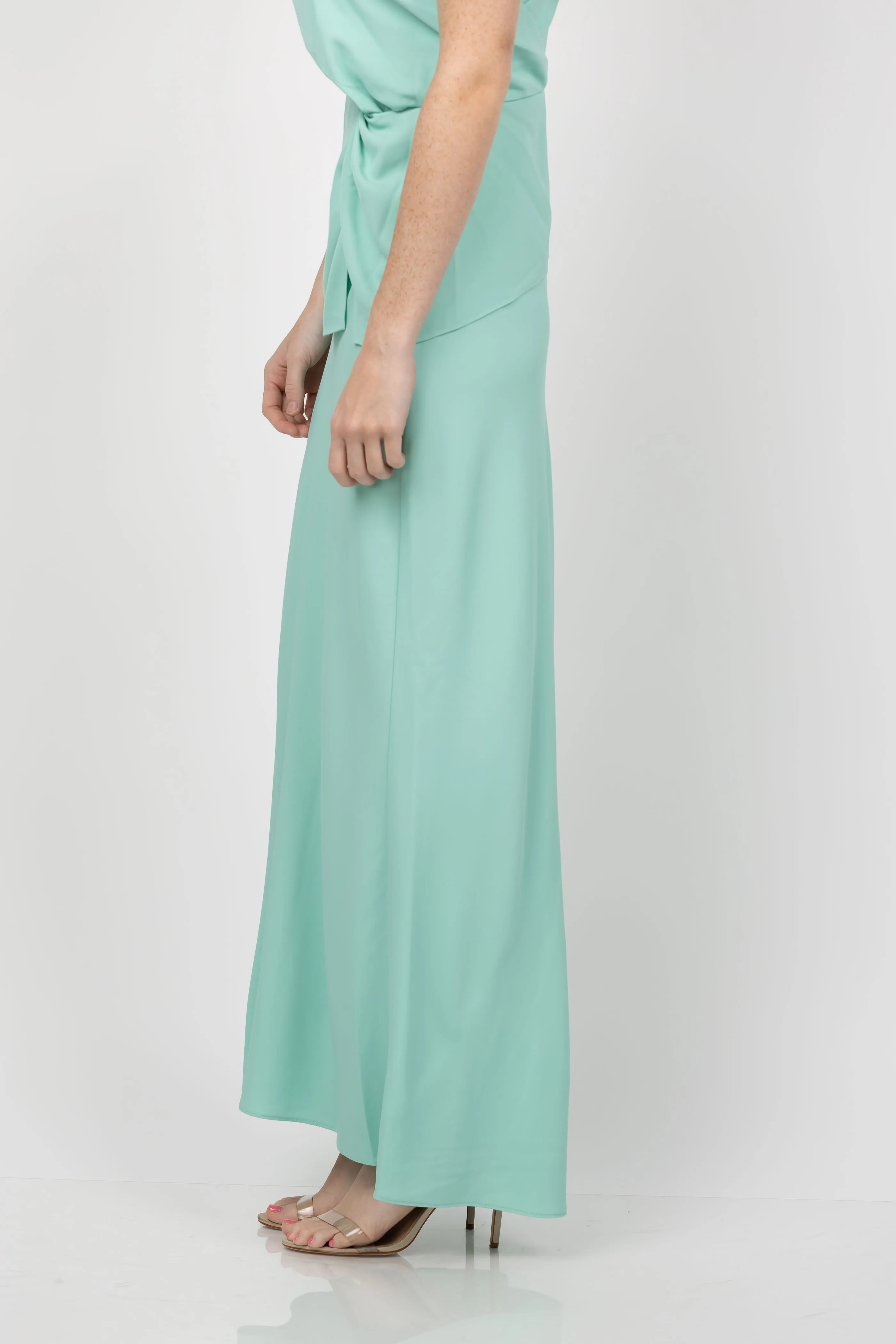 The Sei Crepe Maxi Skirt in Seafoam