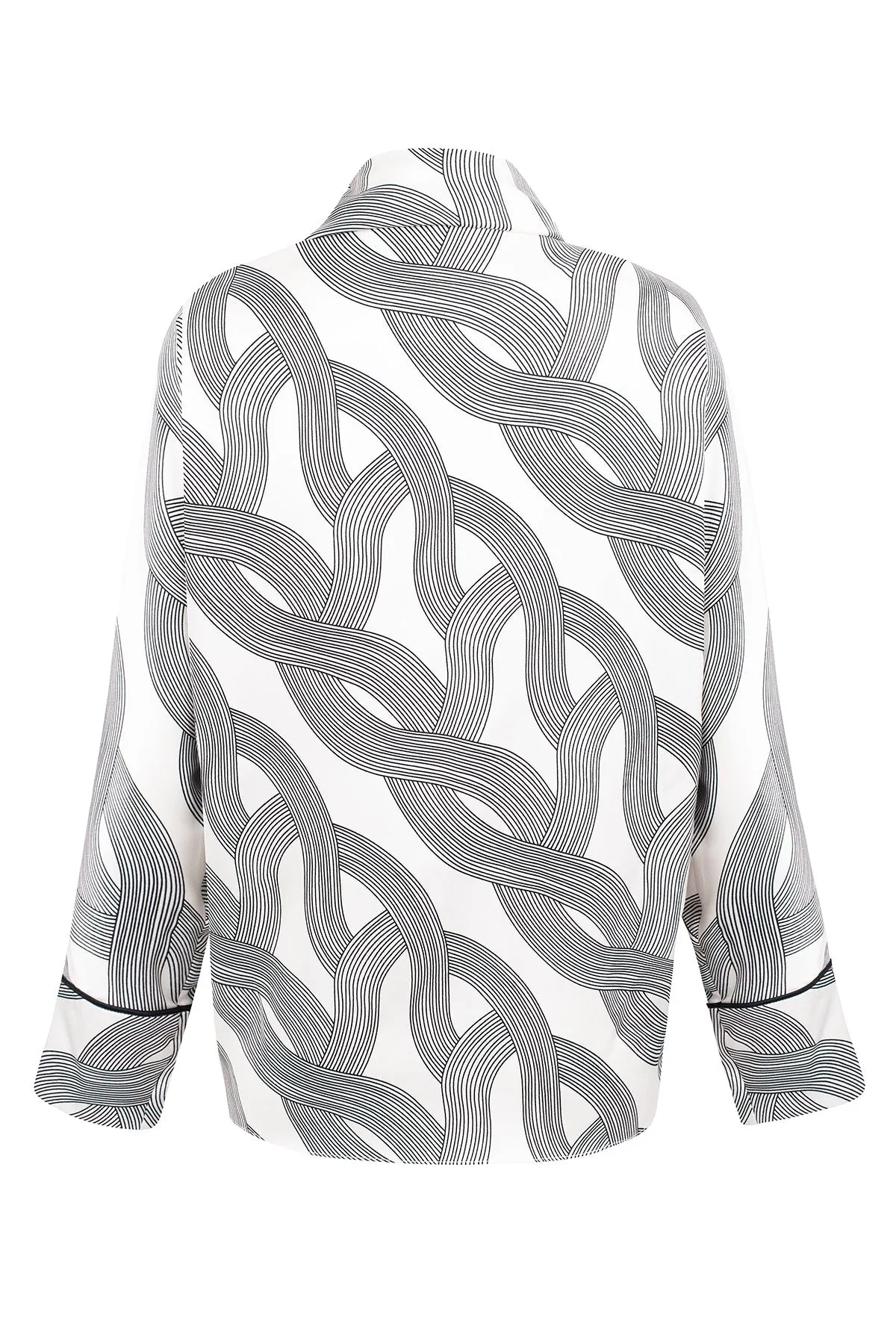 Tina Neck-Wrap Printed Blouse