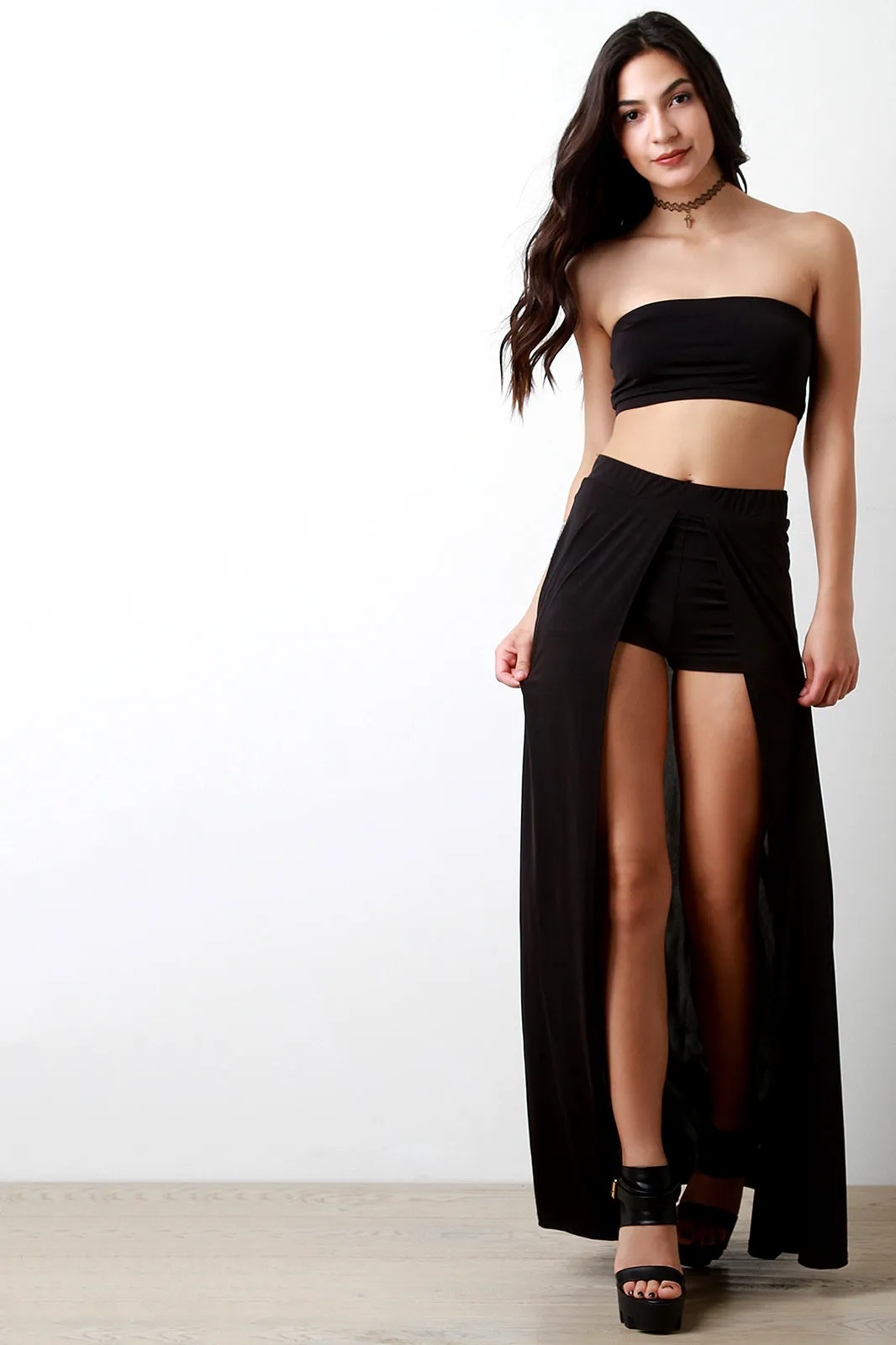 Tube Top With Open Front Maxi Skirt Matching Set