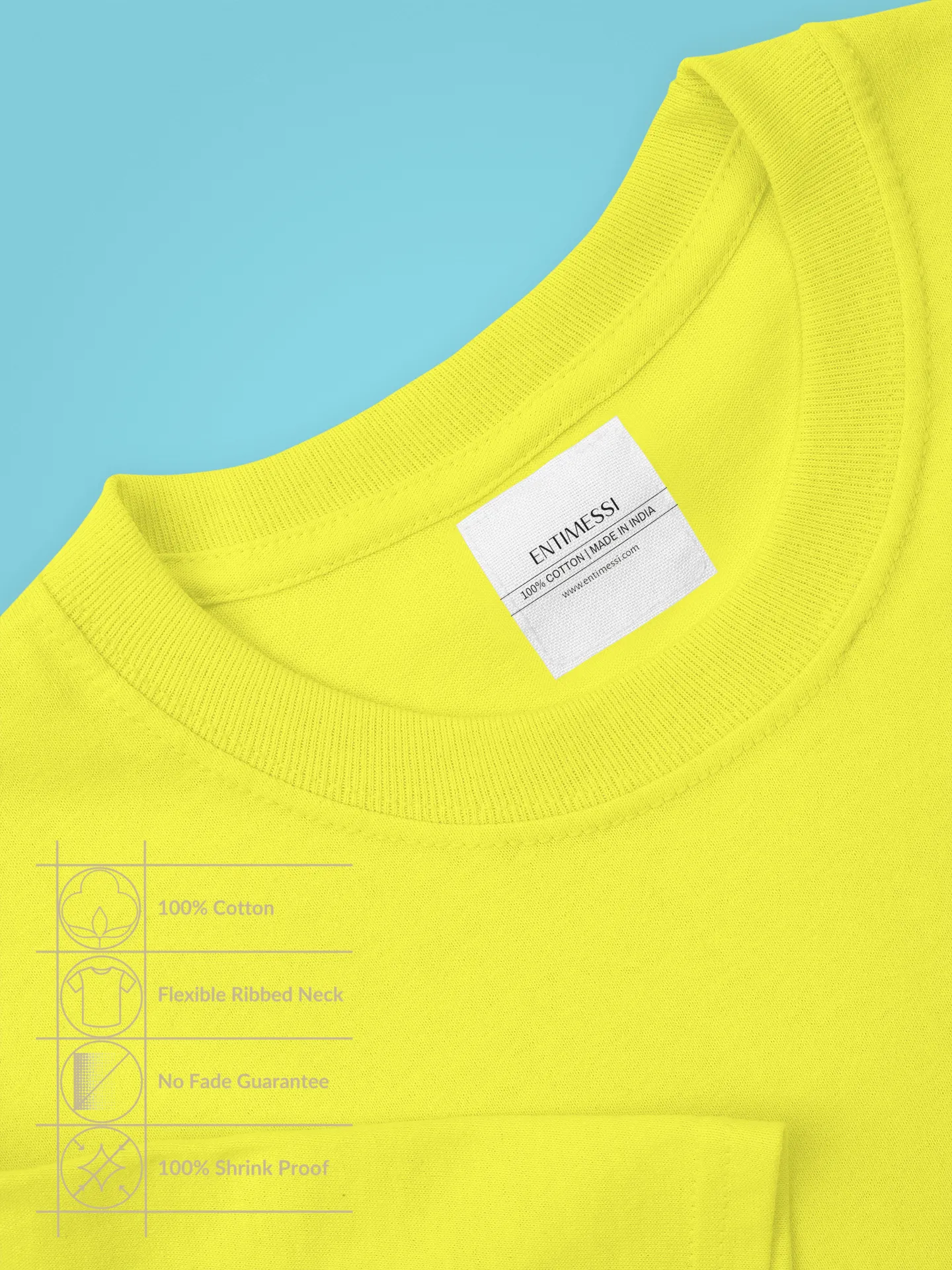 Unisex Regular Fit T-Shirt - Cotton, Bio-Washed (Yellow)