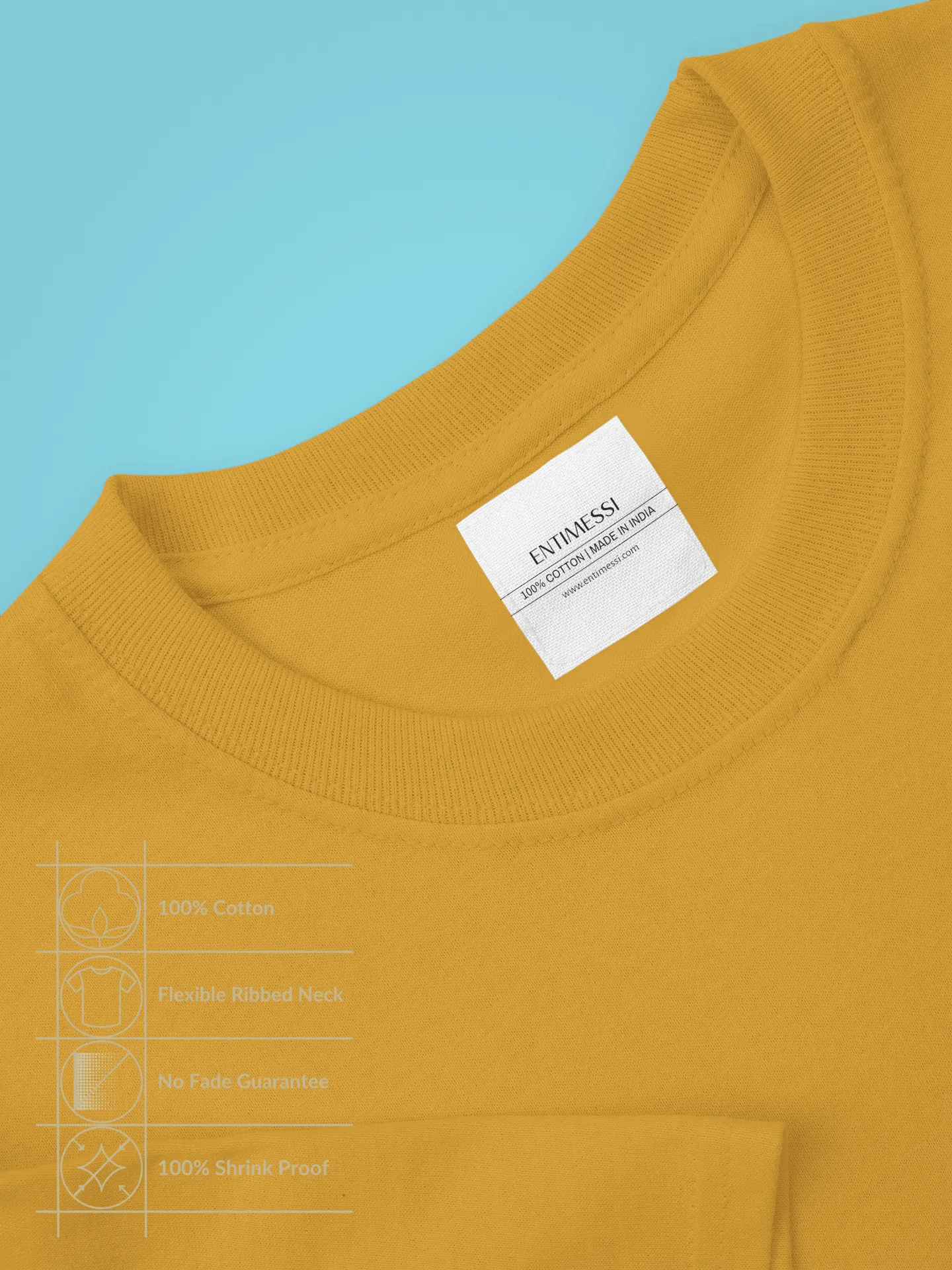 Unisex Regular Fit T-Shirt - Cotton, Bio-Washed (Yellow)