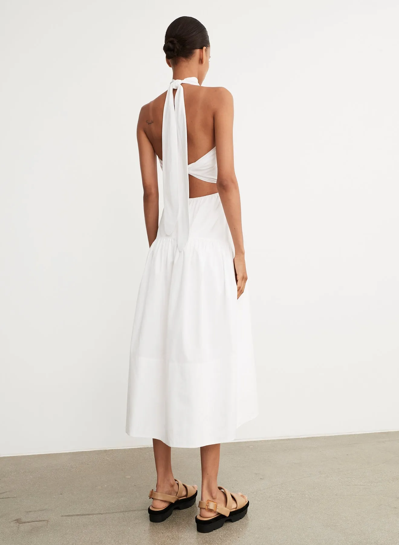 Vince - Draped Neck Halter Dress in Optic White