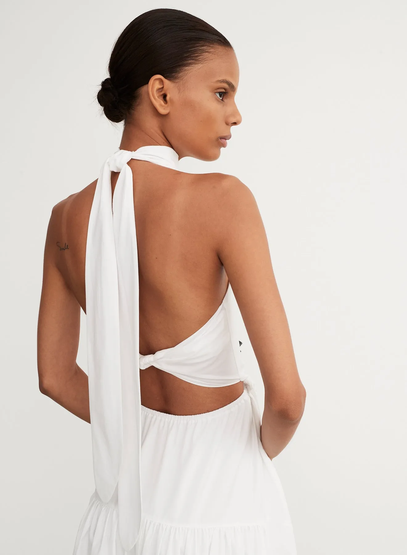 Vince - Draped Neck Halter Dress in Optic White