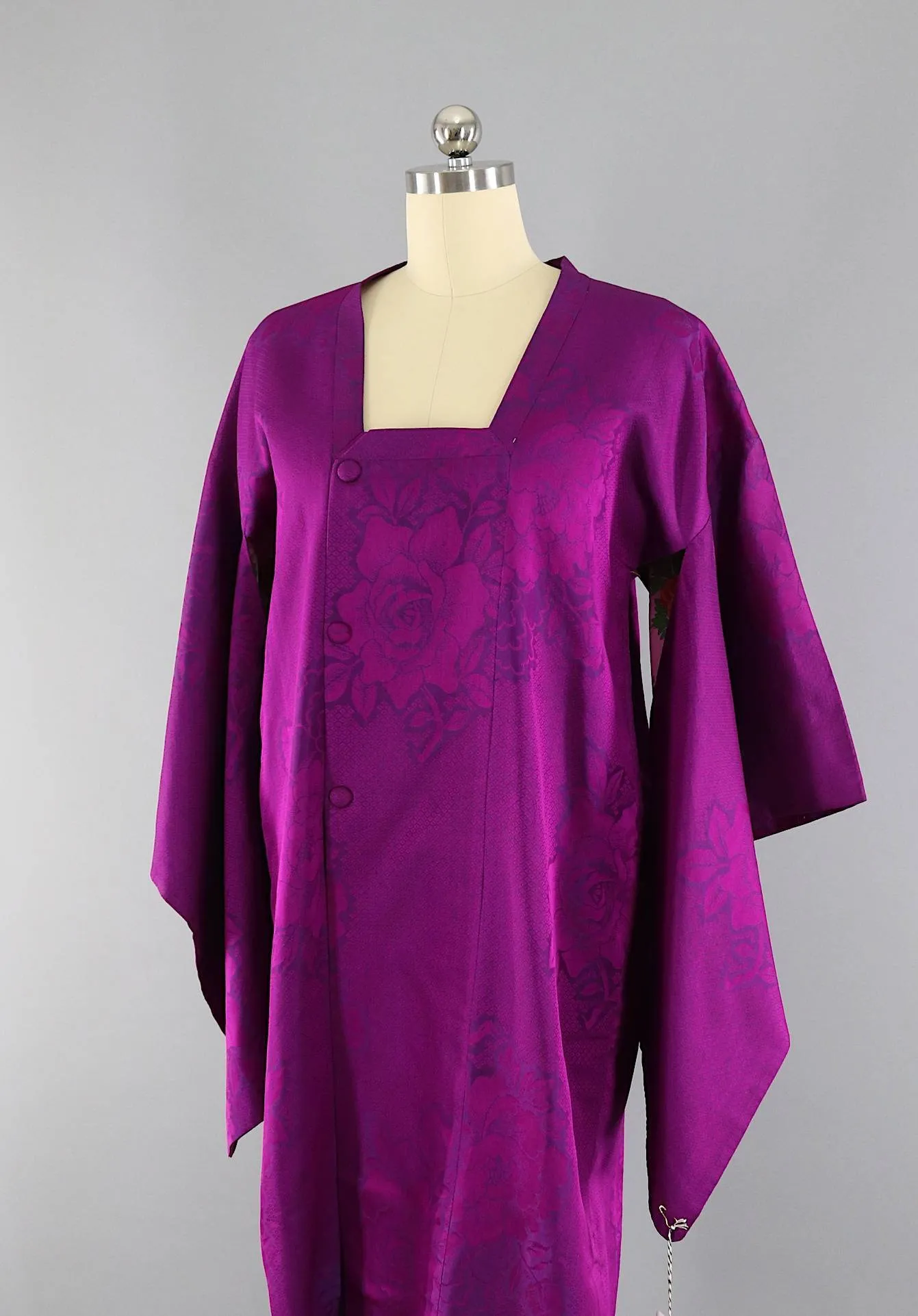 Vintage 1930s Silk Kimono Jacket Cardigan Michiyuki / Magenta & Purple