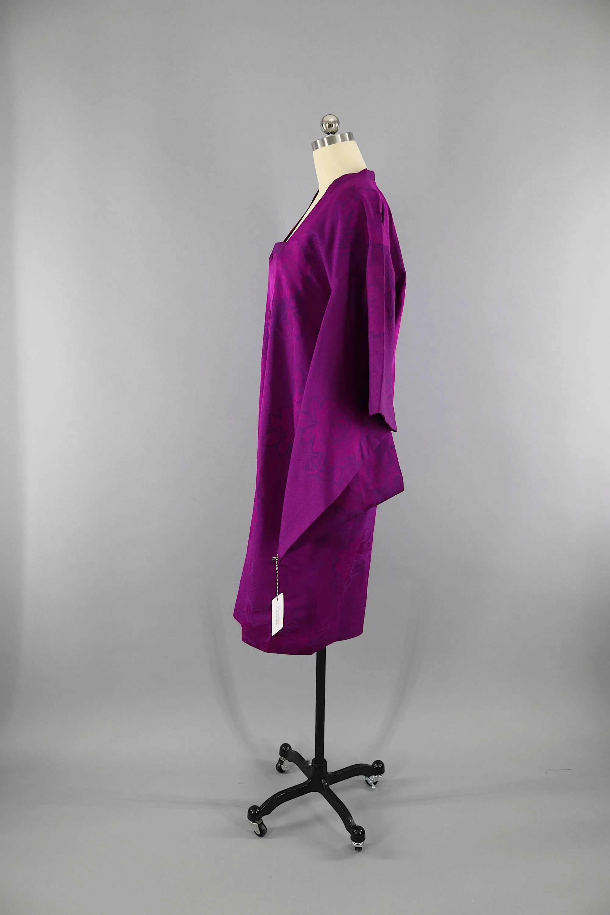 Vintage 1930s Silk Kimono Jacket Cardigan Michiyuki / Magenta & Purple