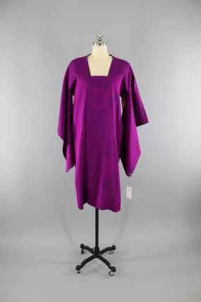 Vintage 1930s Silk Kimono Jacket Cardigan Michiyuki / Magenta & Purple