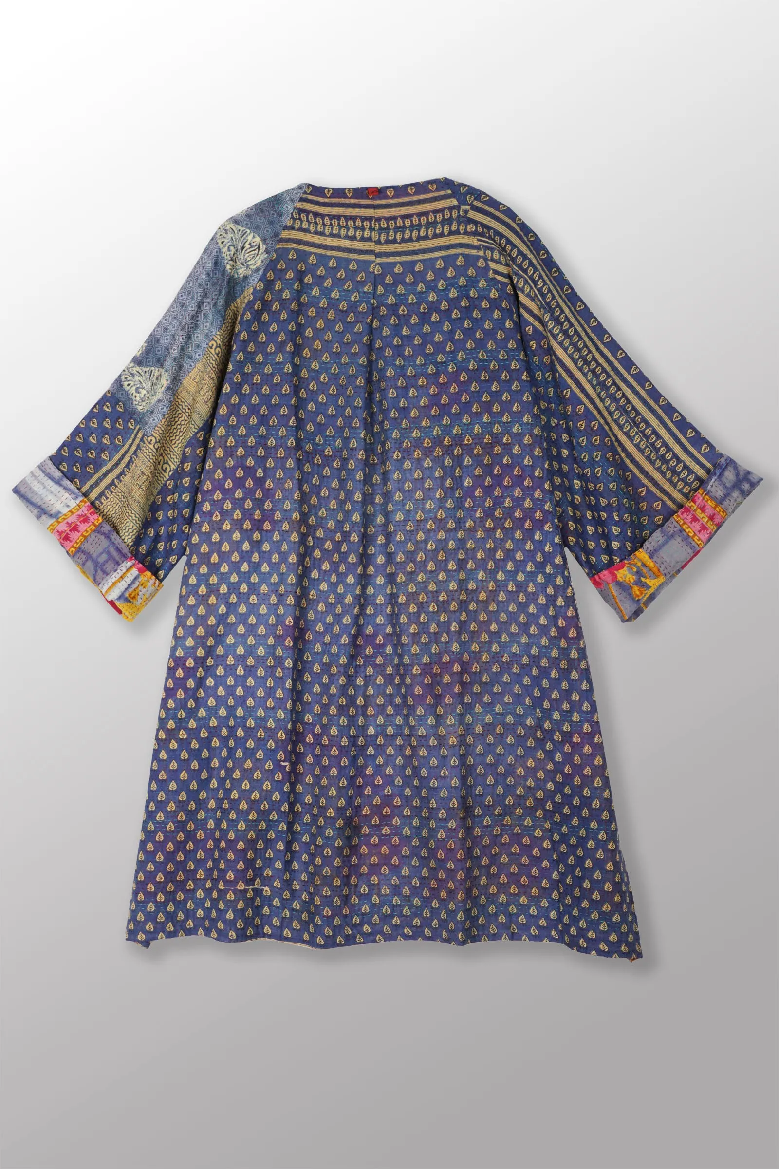 VINTAGE COTTON KANTHA KIMONO DUSTER - cv2317-0007a -