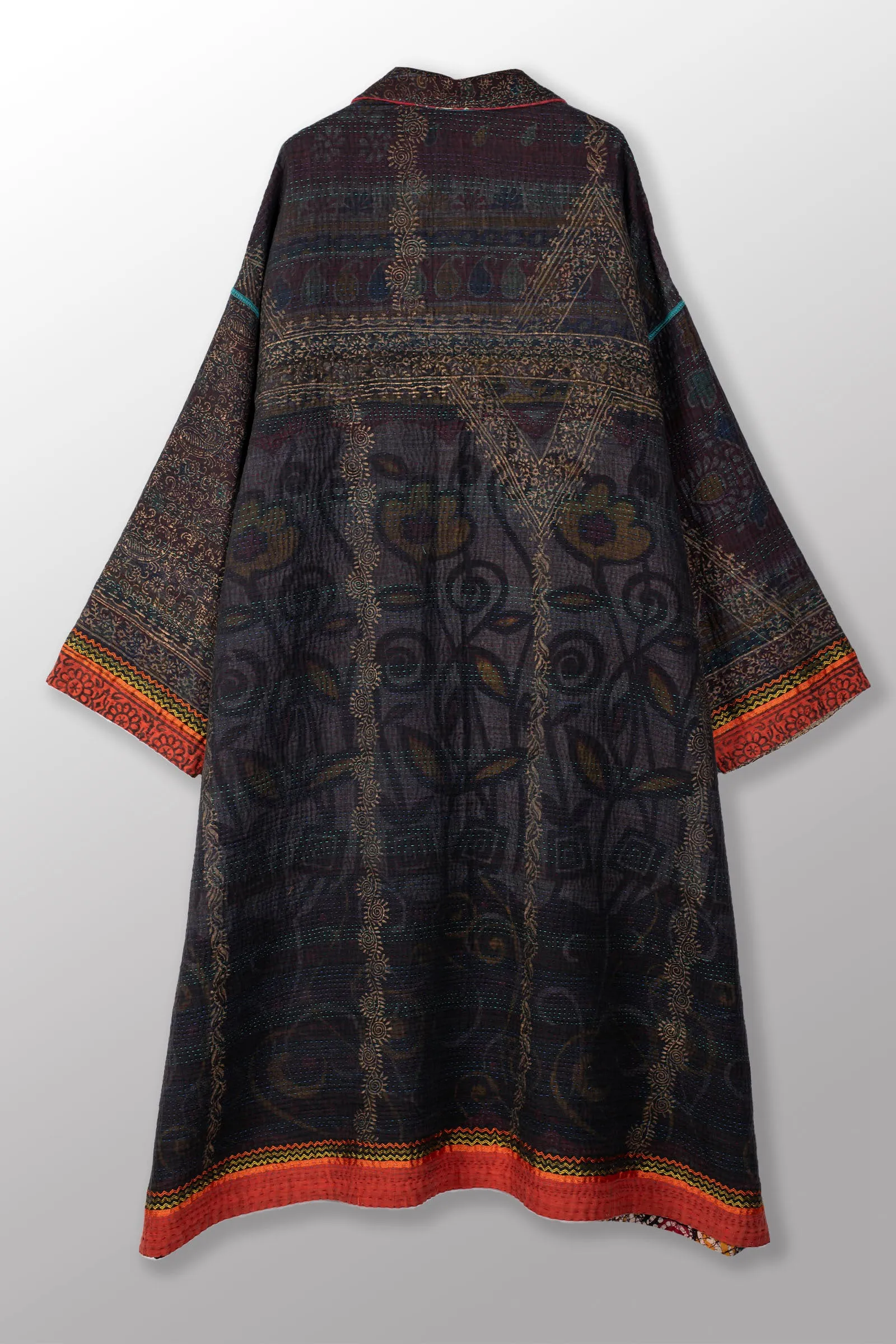 VINTAGE COTTON KANTHA OVERSIZED COAT - cv4326-0051a -