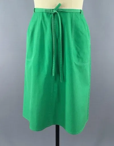 Vintage Green Wrap Skirt / Koret of California