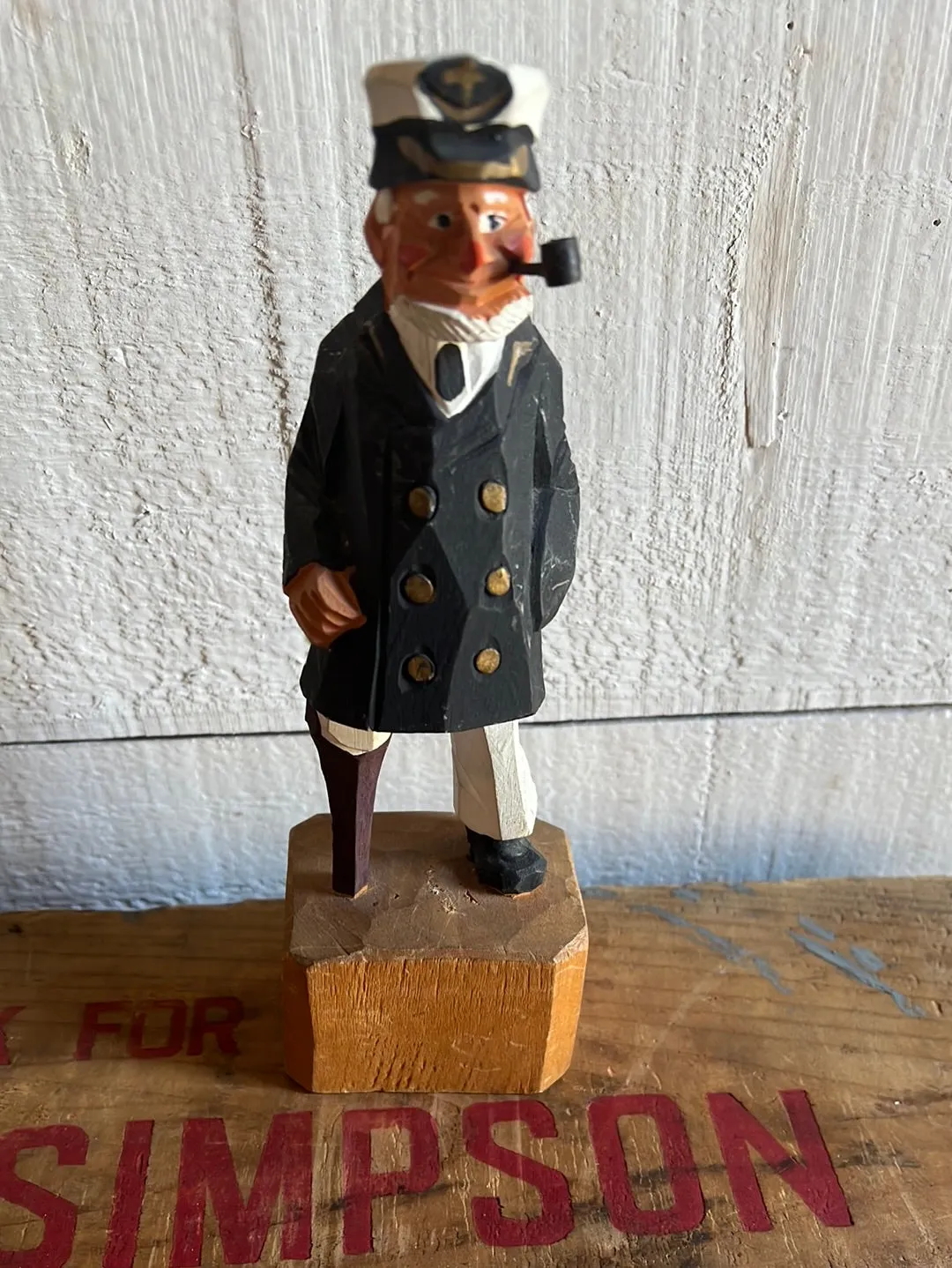 Vintage Wooden Fisherman - Black Coat Peg Leg