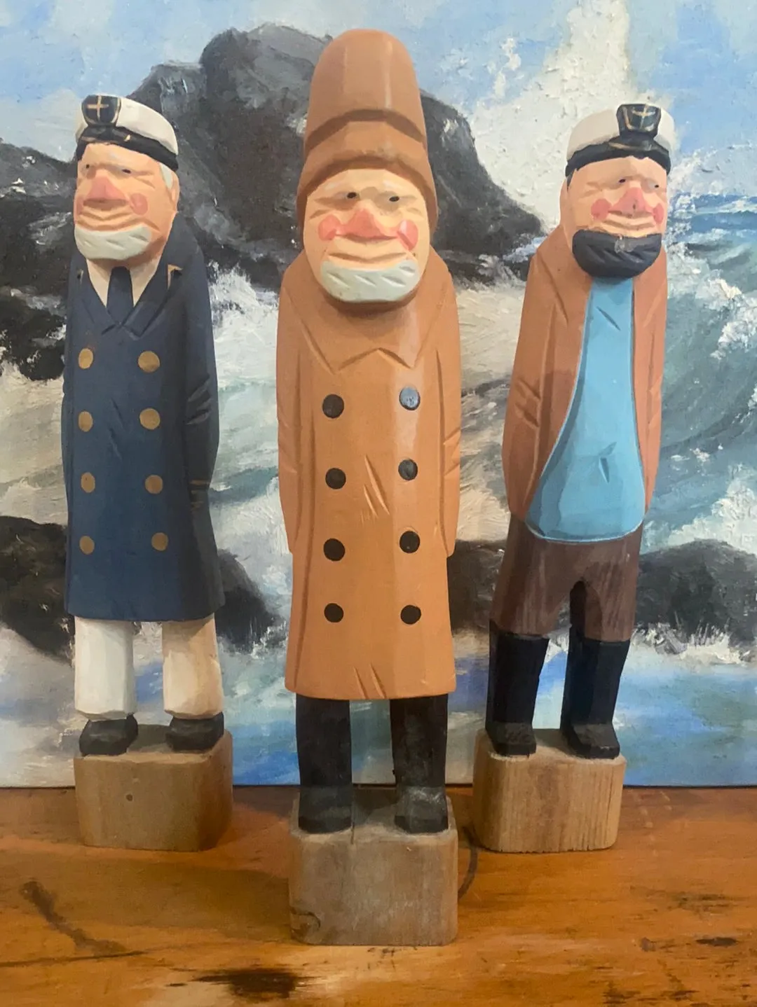 Vintage Wooden Fisherman - Yellow Coat